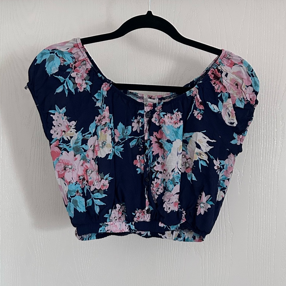 Ambiance Navy Floral Women's Blouse